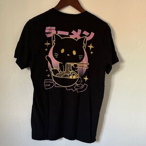 Black Cat Ramen Graphic T-Shirt